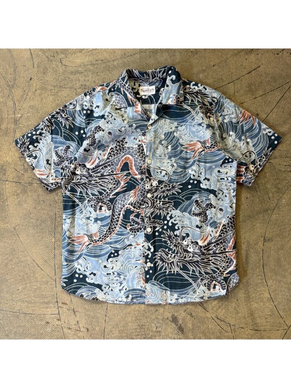 Freenote Cloth Hawaiian Blue Dragon Aloha Shirt XL